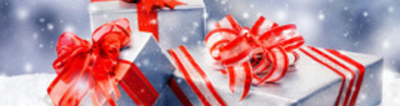 Weihnachtsbild mit Geschenken