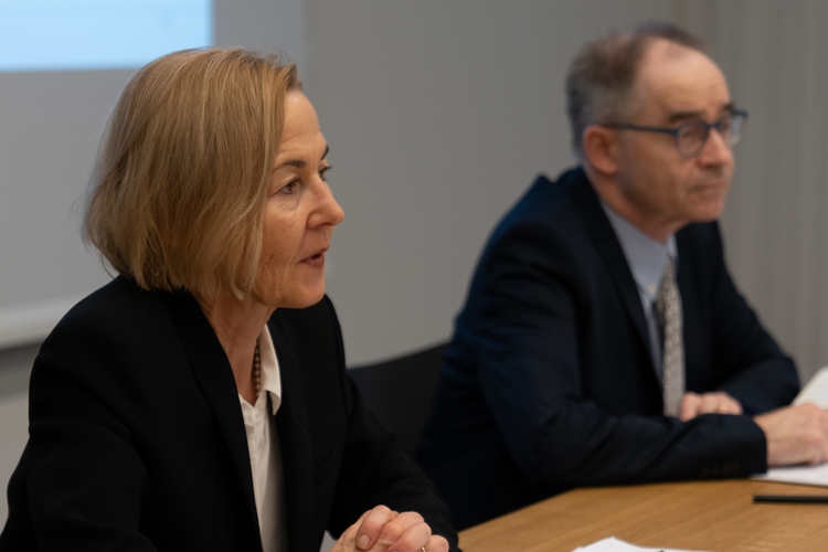 Medienkonferenz Polizeigesetz Regierungsrätin Susanne Schaffner an der Medienkonferenz zum Polizeigesetz.