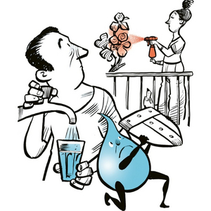 Inhaltsbild 2 Gartenchemiker Karikatur zum Einsatz von Pflanzenschutzmitteln