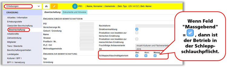 In der Erhebung im GELAN wird das SSO unter Bewirtschaftung angezeigt. 