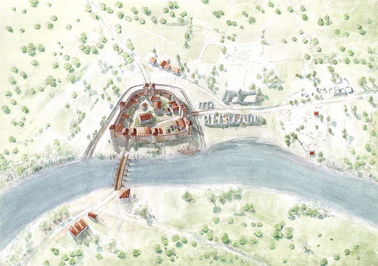 Illustration: Das spätrömische Solothurn aus der Vogelschau