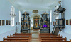 Der Innenraum der Meltinger Wallfahrtskirche Maria im Hag erhielt bei der Restaurierung ein neues Farbkleid, das sich am ehemaligen Bestand orientiert.
Foto: Kantonale Denkmalpflege, Guido Schenker.