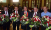 v.l.: Nationalräte Walter Wobmann (SVP) und Pirmin Bischof (CVP),Ständerat Roberto Zanett (SP), Nationalräte Roland borer (SVP), Stefan Müller-Altermatt (CVP). Auf dem Bild fehlen Kurt Fluri (FDP, Philipp Hadorn (SP), Bea Heim (SP)