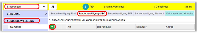 Ansicht Sonderbewilligung im GELAN