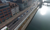 Die Baustelle aus der Vogelperspektive mit mässigem Verkehr.