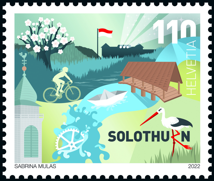 26 Briefmarken zur kulturellen Vielfalt der Schweizer Kantone - Briefmarke des Kantons Solothurn Die Solothurner Briefmarke aus dem Projekt «Mein Kanton – unsere Schweiz»
