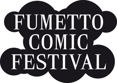 Fumetto Logo Logo Fumetto Comic Festival Schriftzug auf schwarzer Wolke