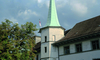 Der Treppenturm des Solothurner Rathauses, dessen Helm von der Traufe bis zur Wetterfahne instand gestellt wurde.
Foto: Kantonale Denkmalpflege, Urs Bertschinger.