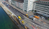 Die Baustelle aus der Vogelperspektive mit mässigem Verkehr.