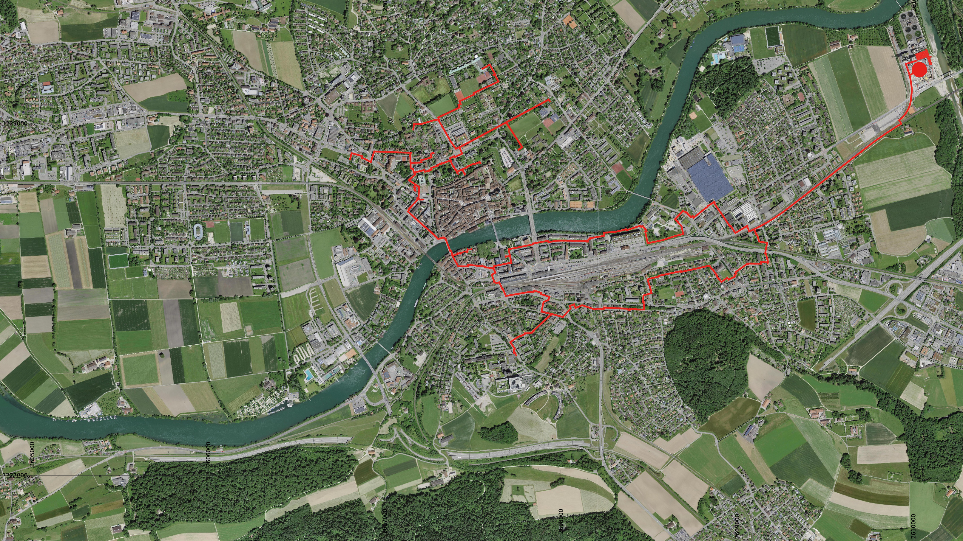 Situation Fernwärmeerschliessung Umgebung Solothurn