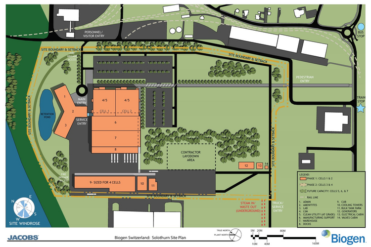 Plan der Biogen Produktionsanlage in Luterbach
