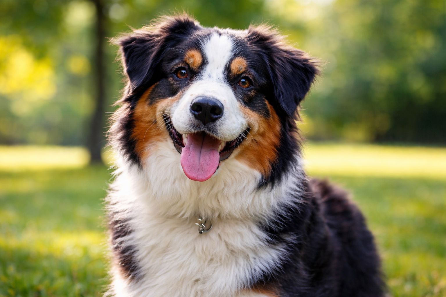 Junger Berner Sennenhund schaut in die Kamera