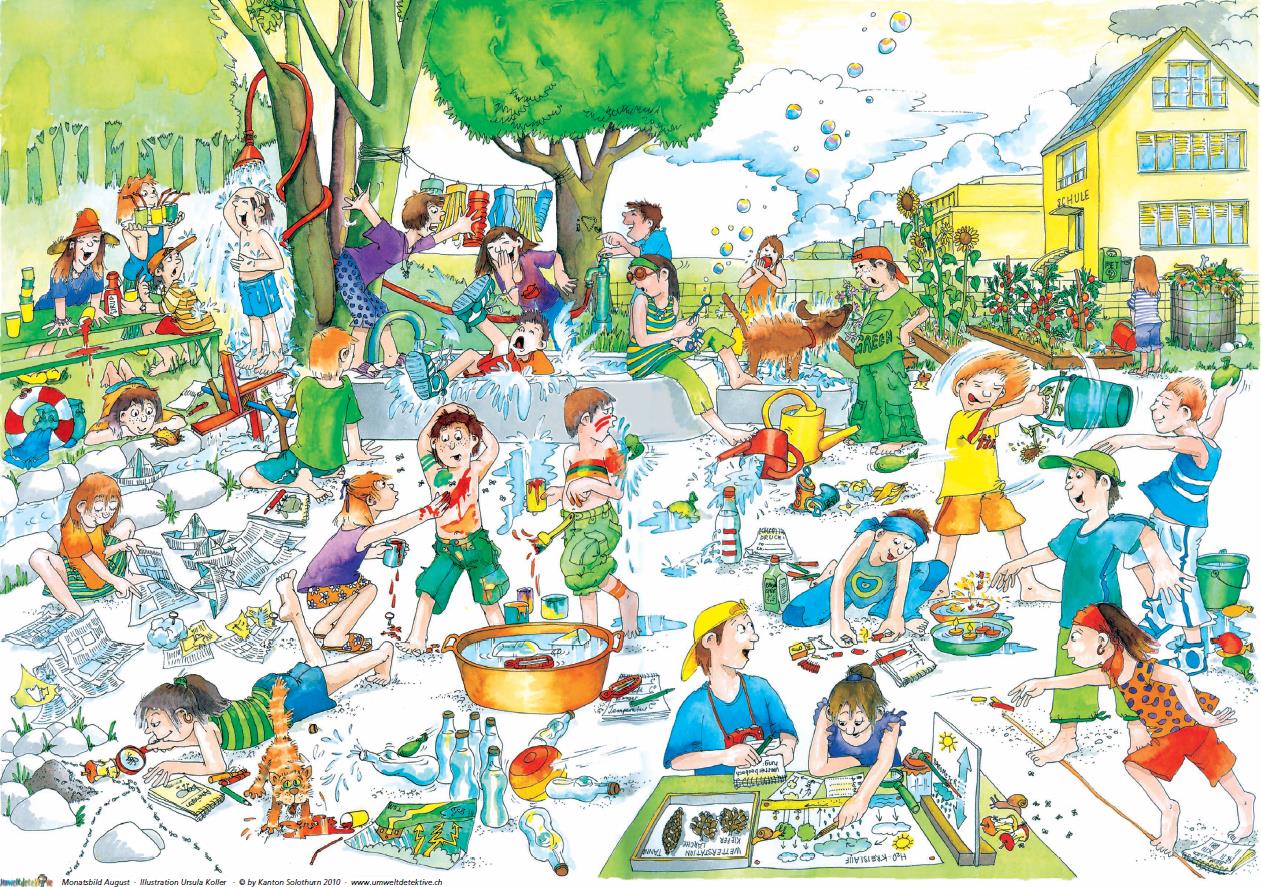 Wimmelbild zum Wasserverbrauch