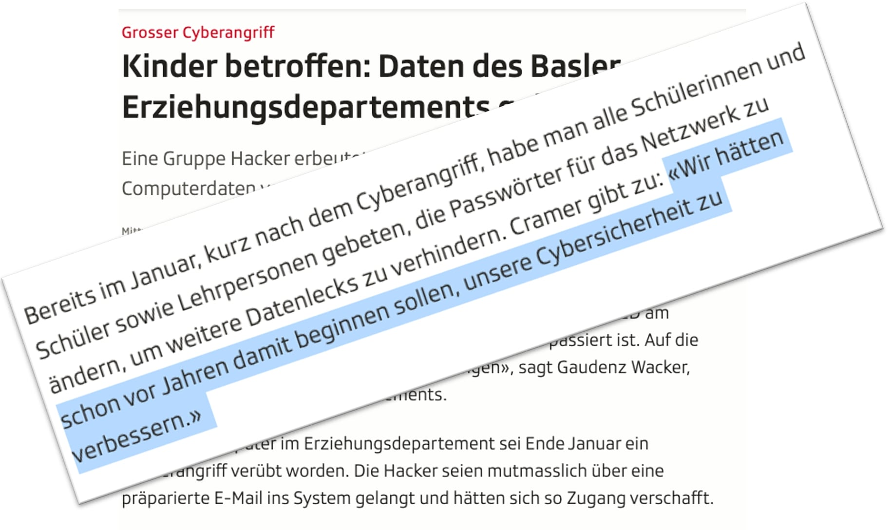 Verschiedene Schlagenzeilen zum Datenklau