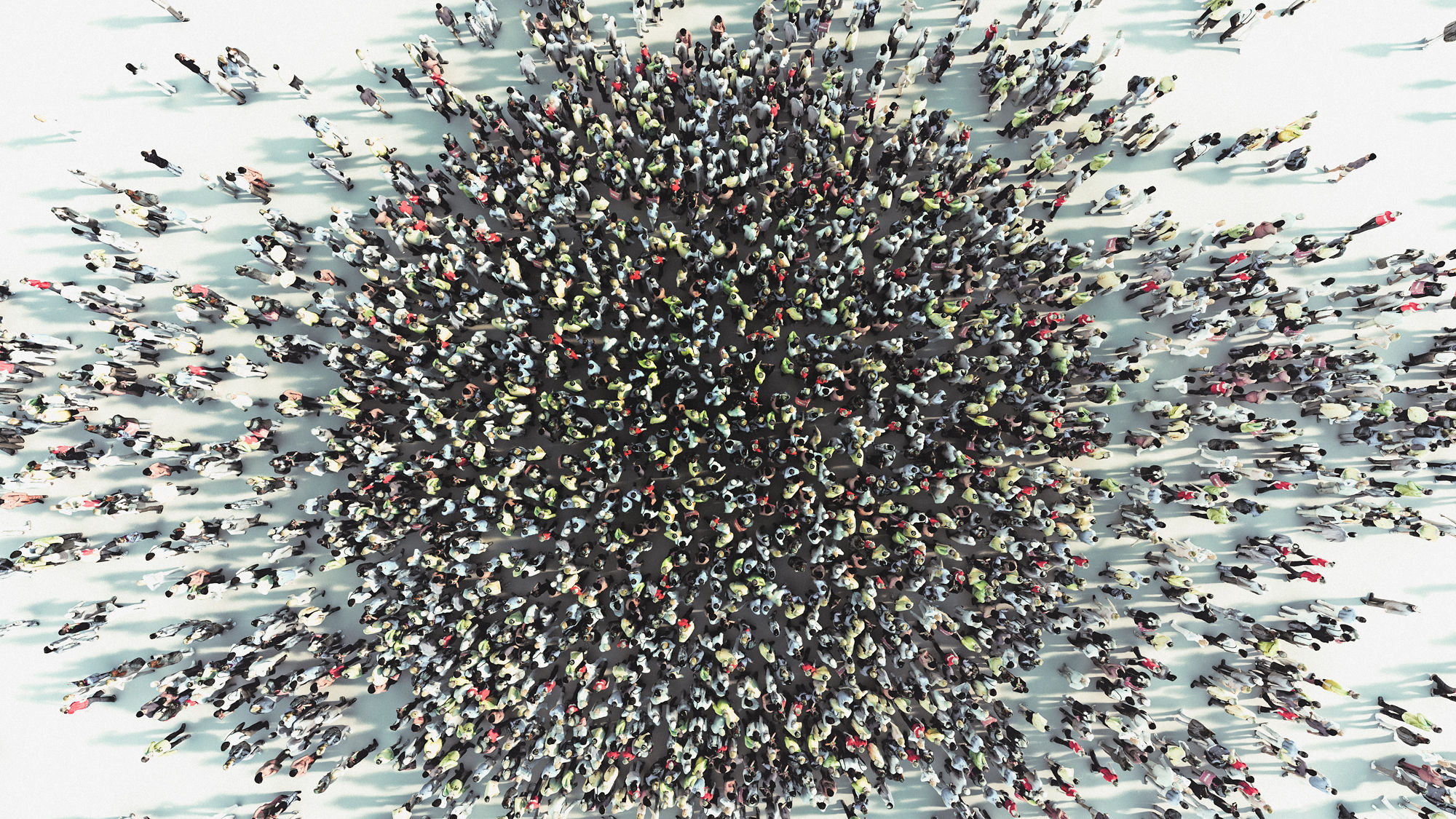 Menschenmenge aus der Vogelperspektive