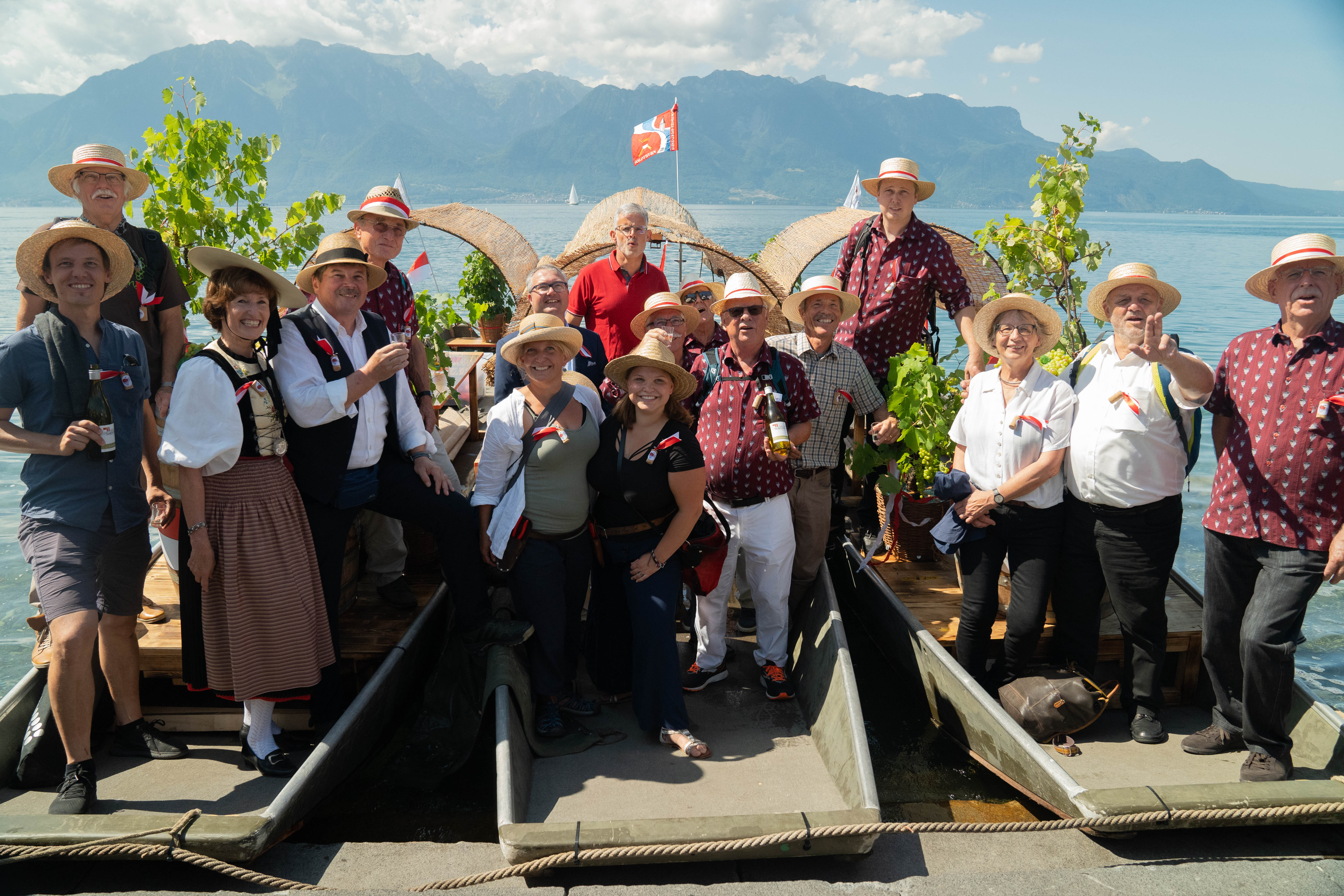 Die Solothurner Winzer auf dem Weinschiff in Vevey.
