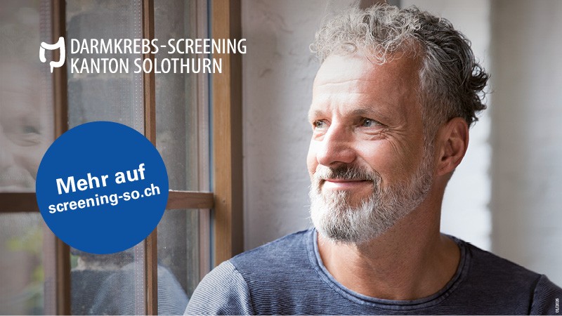 Plakat Darmkrebsscreening mit Mann über 50
