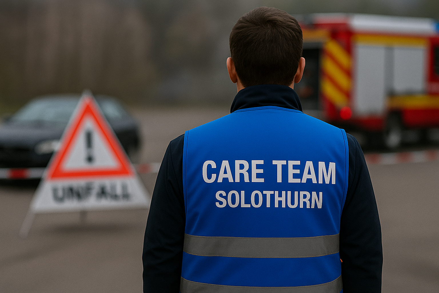 Unfallschadenplatz, Feuerwehr, Care Team Angehöriger